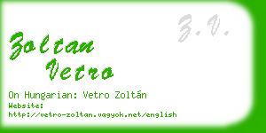 zoltan vetro business card